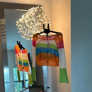 Wild Fable Pink and Orange Crew Neck Sweater